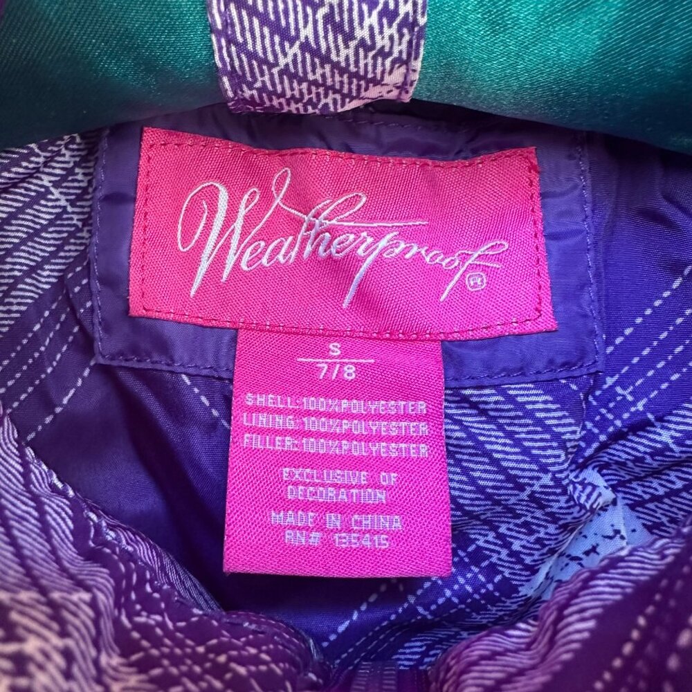Weatherproof Girls 7/8 Purple Puffer Vest With Plaid Lining - Picture 2 of 8